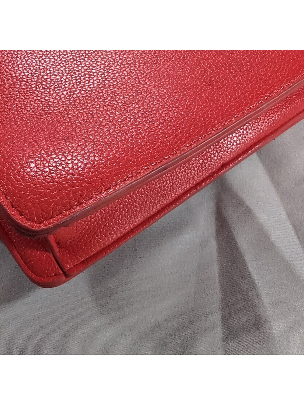 Red Pebbled Faux Leather Crossbody Bag with Adjustable Strap - Picture 4 of 5